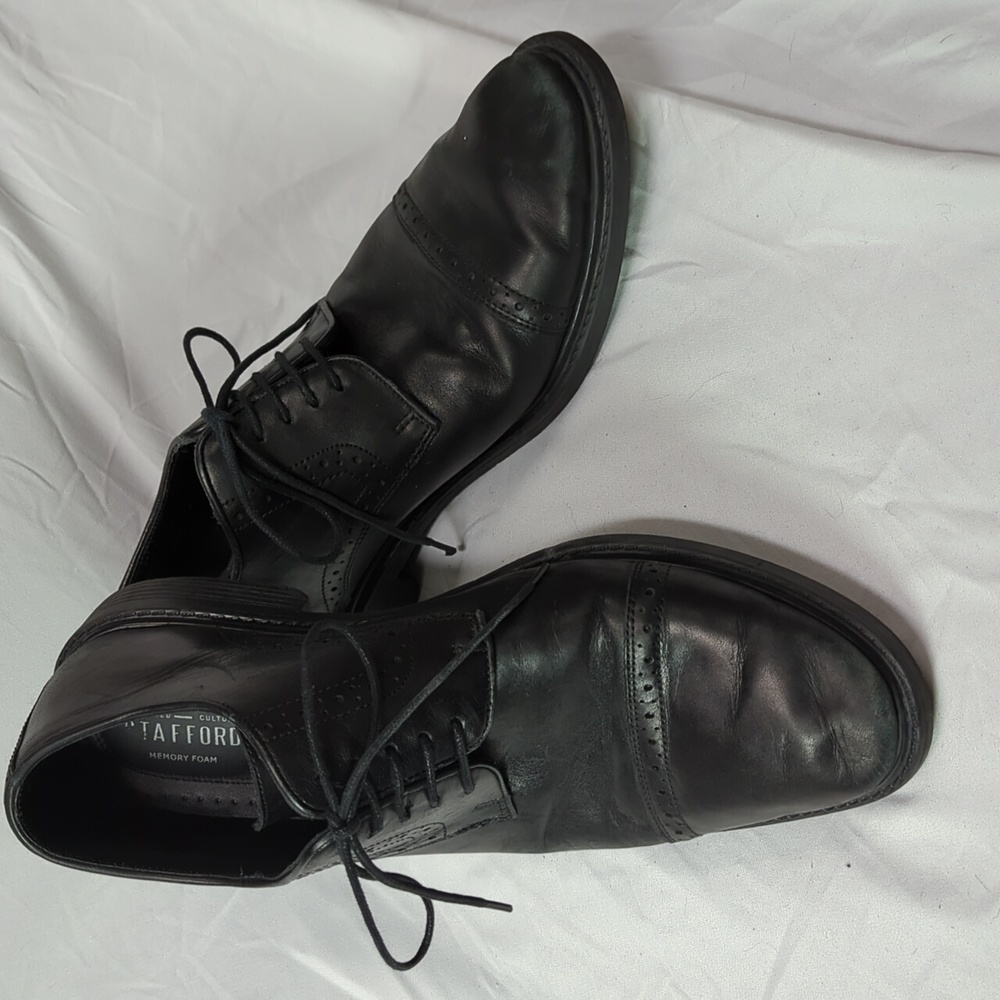 Sz 13M Stafford Leather Dress Shoes with Memory Foam - Picture 2 of 8
